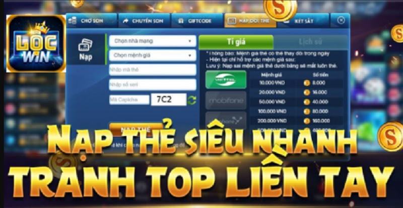 Nạp tiền cực nhanh chóng tại Lộc Win