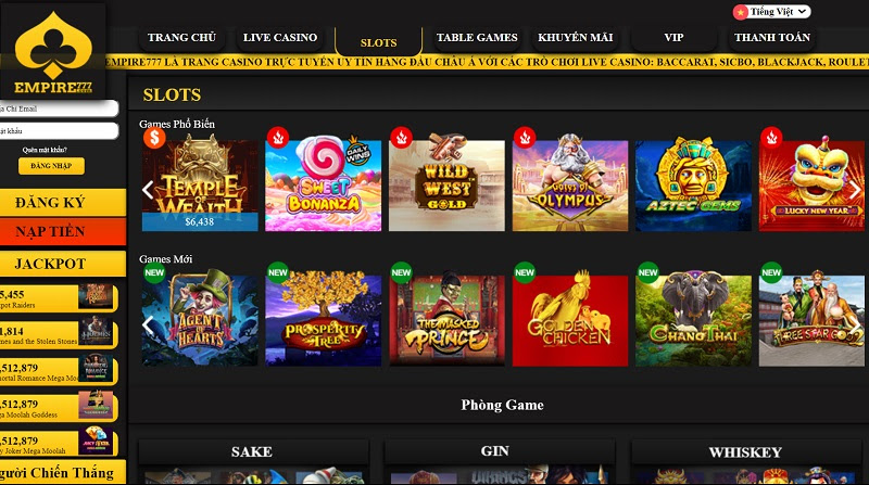 Các game slot tại Empire777
