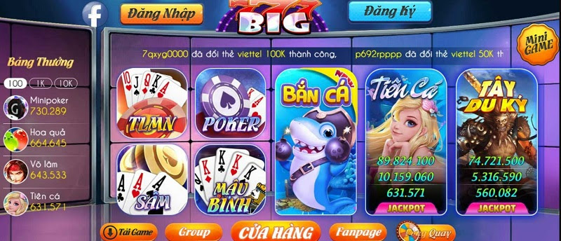 Các tựa game nổi bật nhất tại Big777 Club