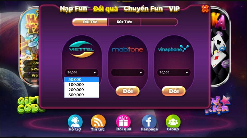 Cửa sổ rút tiền tại cổng game 12Fun