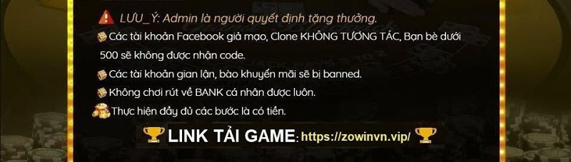 Chú ý khi nhận Gift code zowin