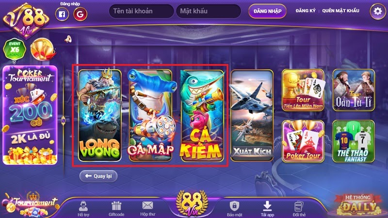 Khu vực game bắn cá 88Vin vô cùng hấp dẫn