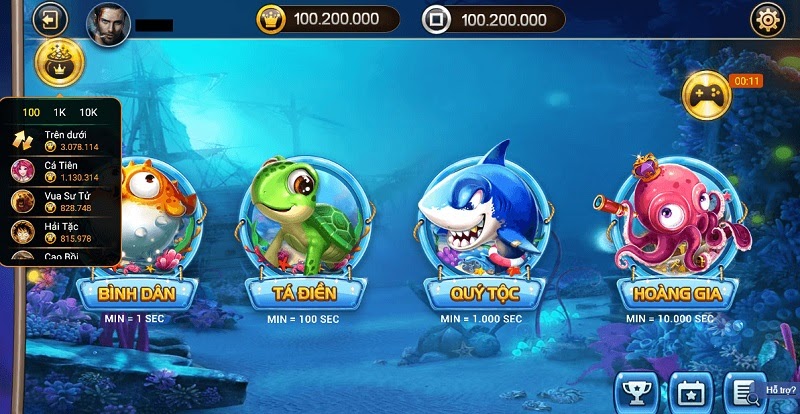 Phòng chơi tại game bắn cá HIP CLUB