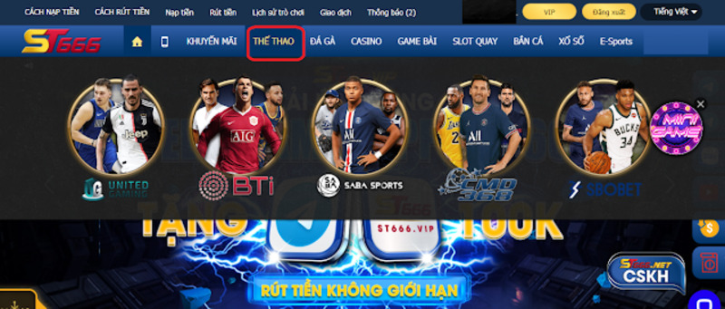 Cổng game ST666 hiện đang triển khai các sản phẩm Thể thao ăn khách