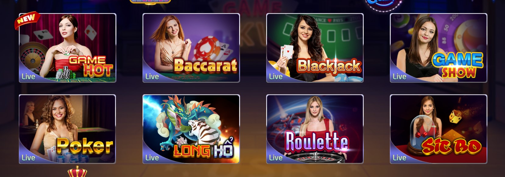 Các thể loại game bai Live casino trên Rikvip