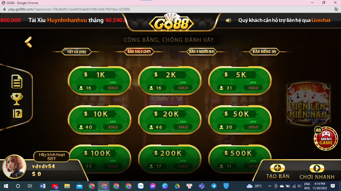 Lưu ý khi chơi game bai Go88