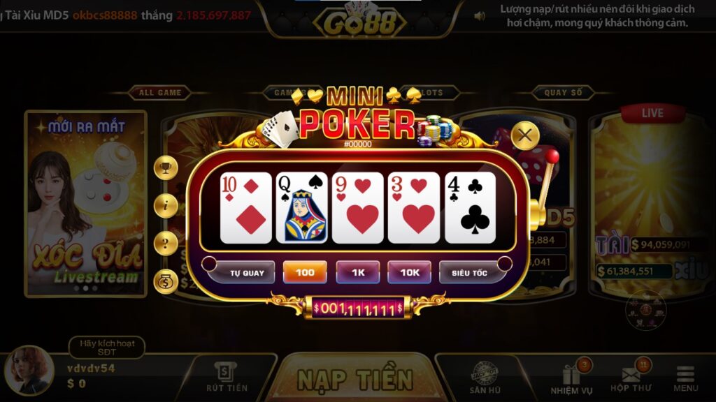 mini poker go88 game bai game bai Mini Poker Go88